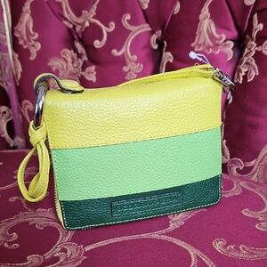 BCBGMaxAzria Yellow and Green Leather Wristlet